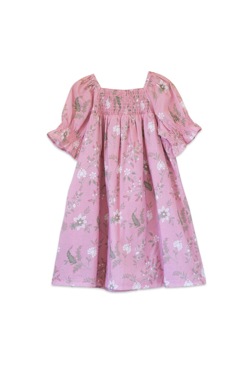 Beet World Olivia Dress with Smocking, Alternate, color, Pink & Green