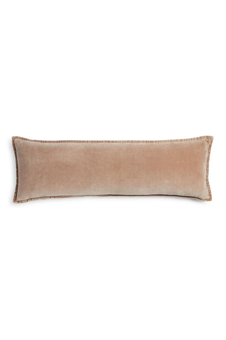 Velveteen Bolster Pillow, Alternate, color, TAN THREAD