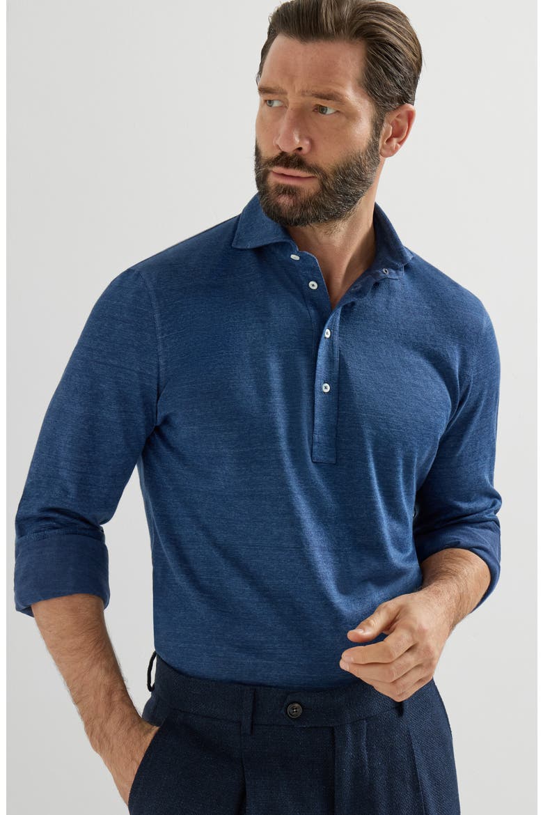 Jersey polo shirt, Alternate, color, Denim