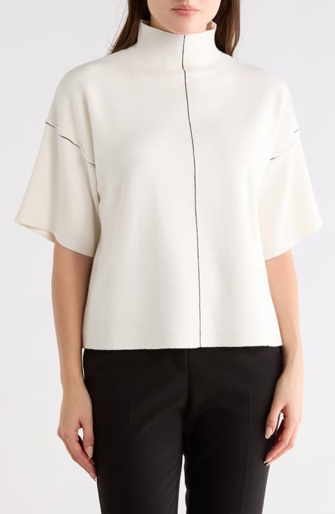 Elbow Sleeve Mock Neck Sweater