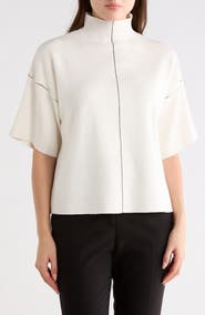 MAX STUDIO Elbow Sleeve Mock Neck Sweater