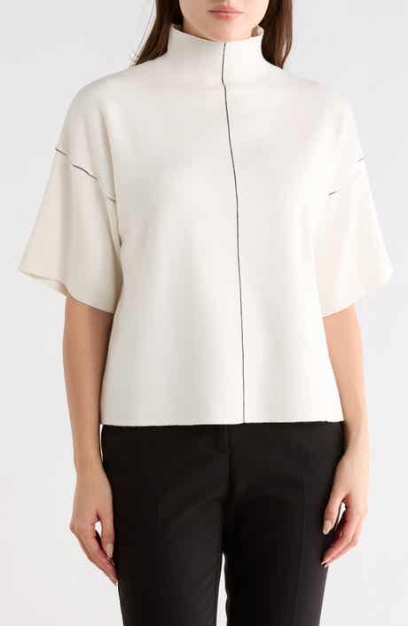 MAX STUDIO Elbow Sleeve Mock Neck Sweater