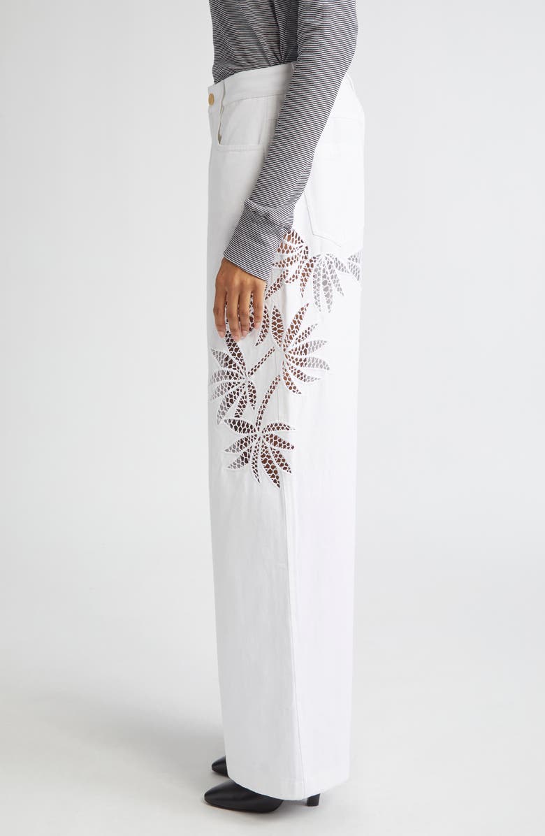 Diotima Stulla Lace Panel Wide Leg Jeans, Alternate, color, White