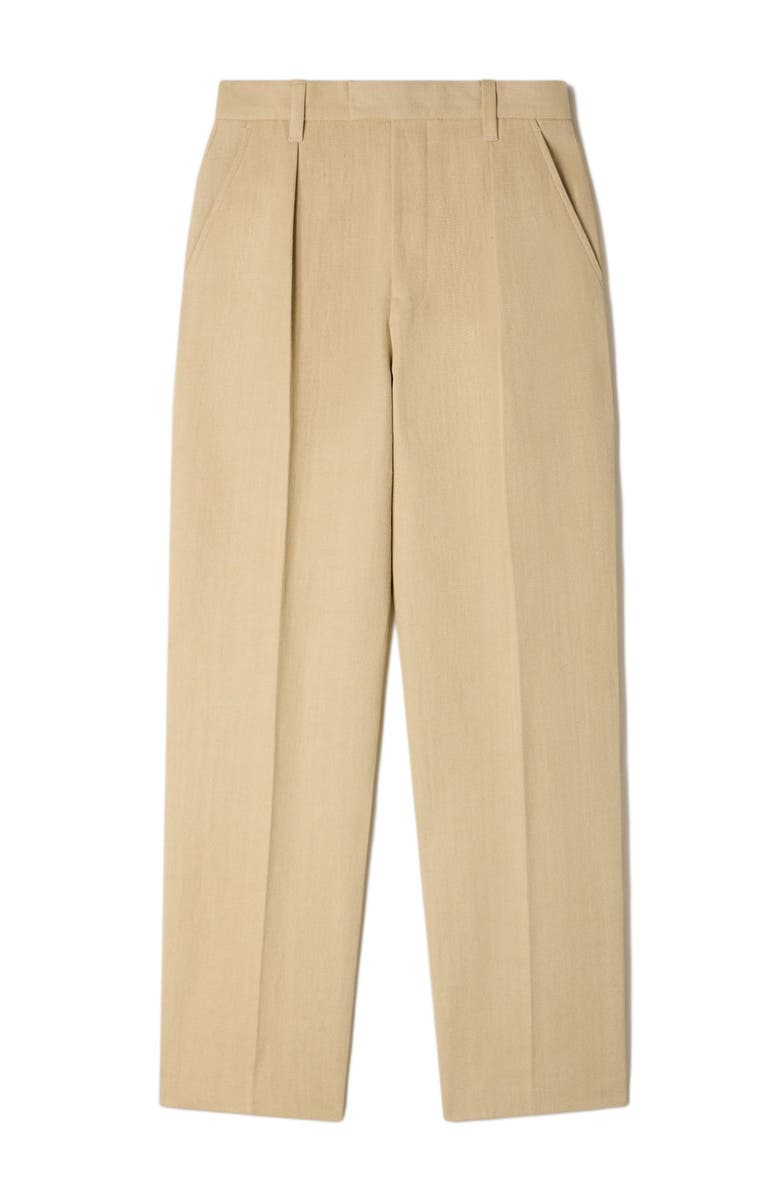 SANDRO Wide pleated cotton-linen trousers, Alternate, color, Beige
