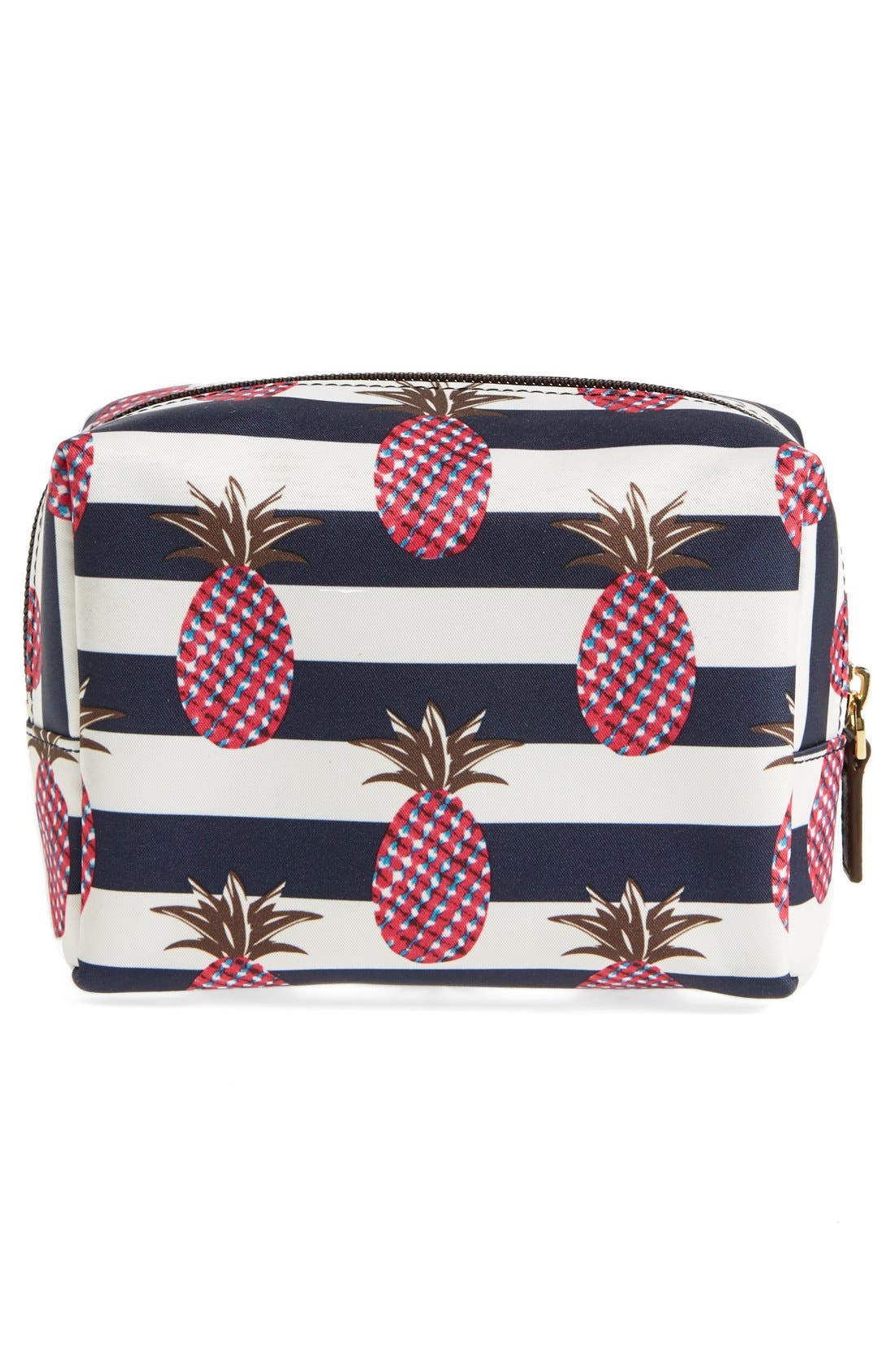 'Brigitte' Nylon Cosmetics Case, Alternate, color, PINEAPPLE STRIPE