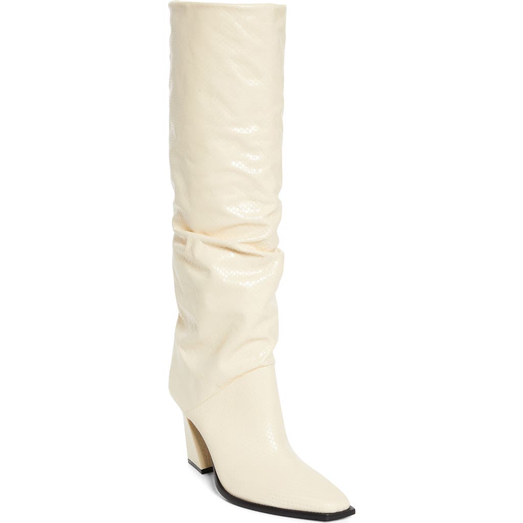 Jimmy Choo Hart Snakeskin Embossed Knee High Boot In White