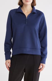 APANA Stellar Scuba Knit Quarter Zip Pullover