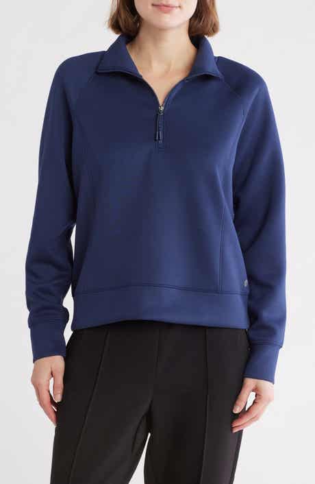 APANA Stellar Scuba Knit Quarter Zip Pullover