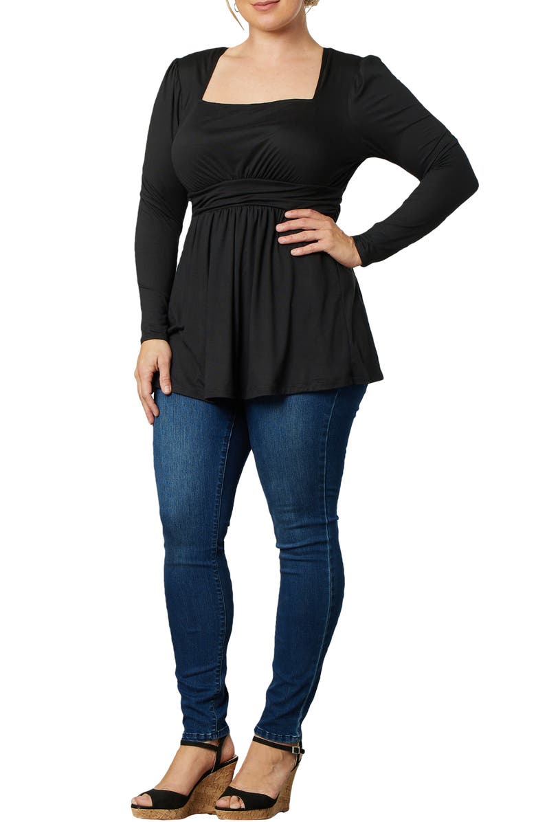 Kiyonna Delilah Pleated Peplum Top, Alternate, color, 