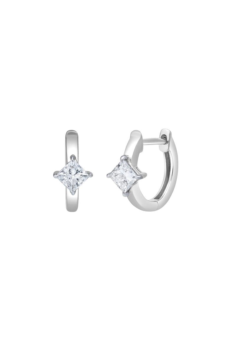 Princess Charm 14K Gold Lab Grown Diamond Huggies - 0.75 ct, Alternate, color, 14K White Gold