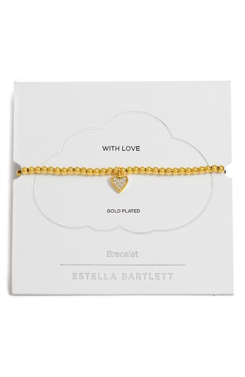 Sienna Pavé Crystal Heart Beaded Stretch Bracelet