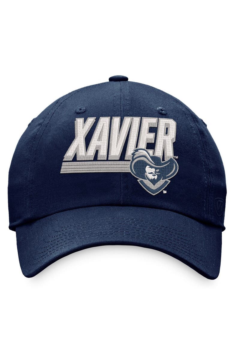 Men's Top of the World Navy Xavier Musketeers Slice Adjustable Hat, Alternate, color, Green