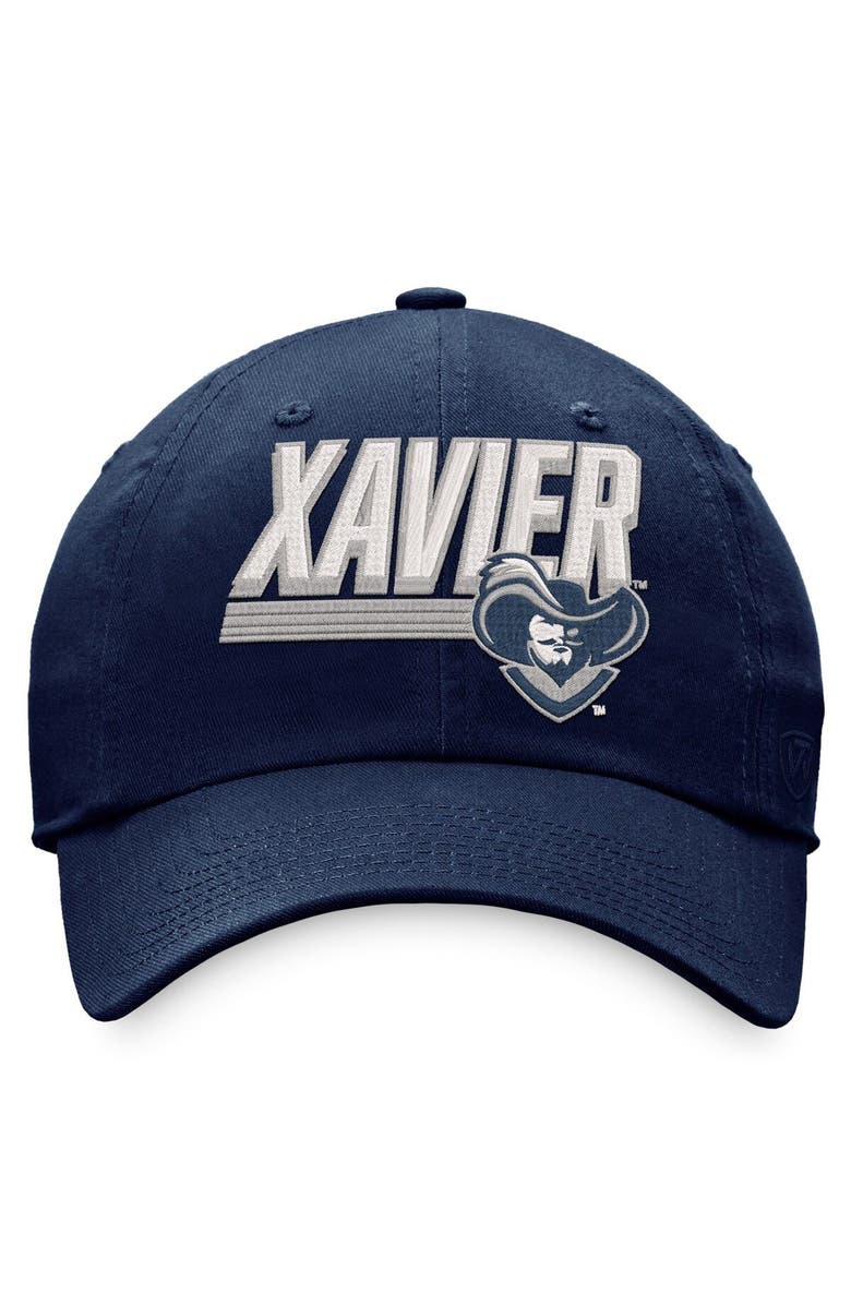 TOP OF THE WORLD Men's Top of the World Navy Xavier Musketeers Slice Adjustable Hat, Alternate, color, 