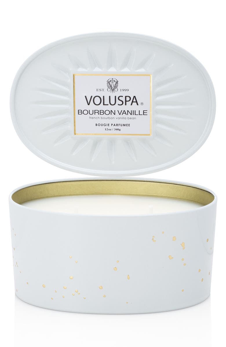 Voluspa Vermeil French Bourbon Vanille Oval Tin Two-Wick Candle, Main, color,