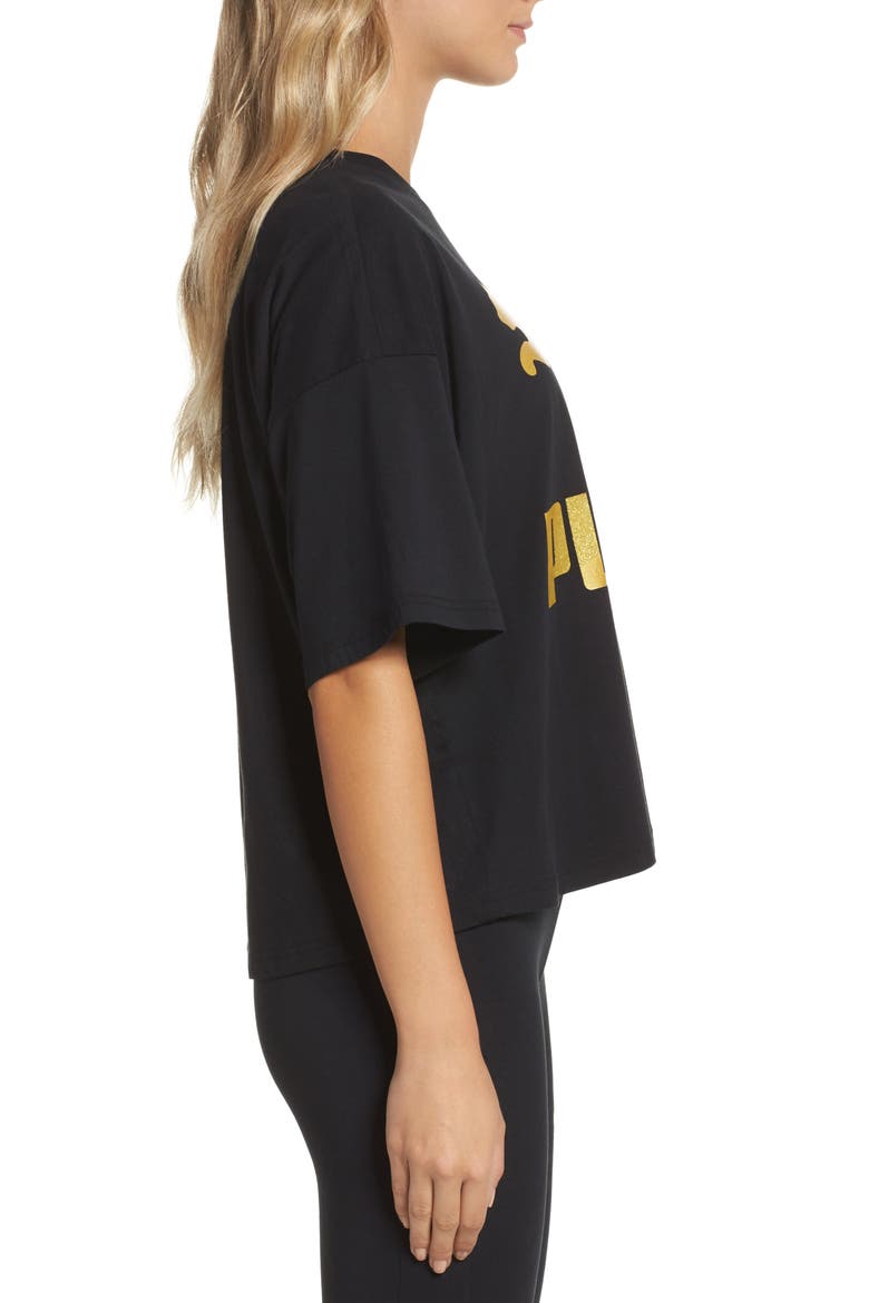 Glam Oversize Tee, Alternate, color, PUMA BLACK-GOLD GLITTER