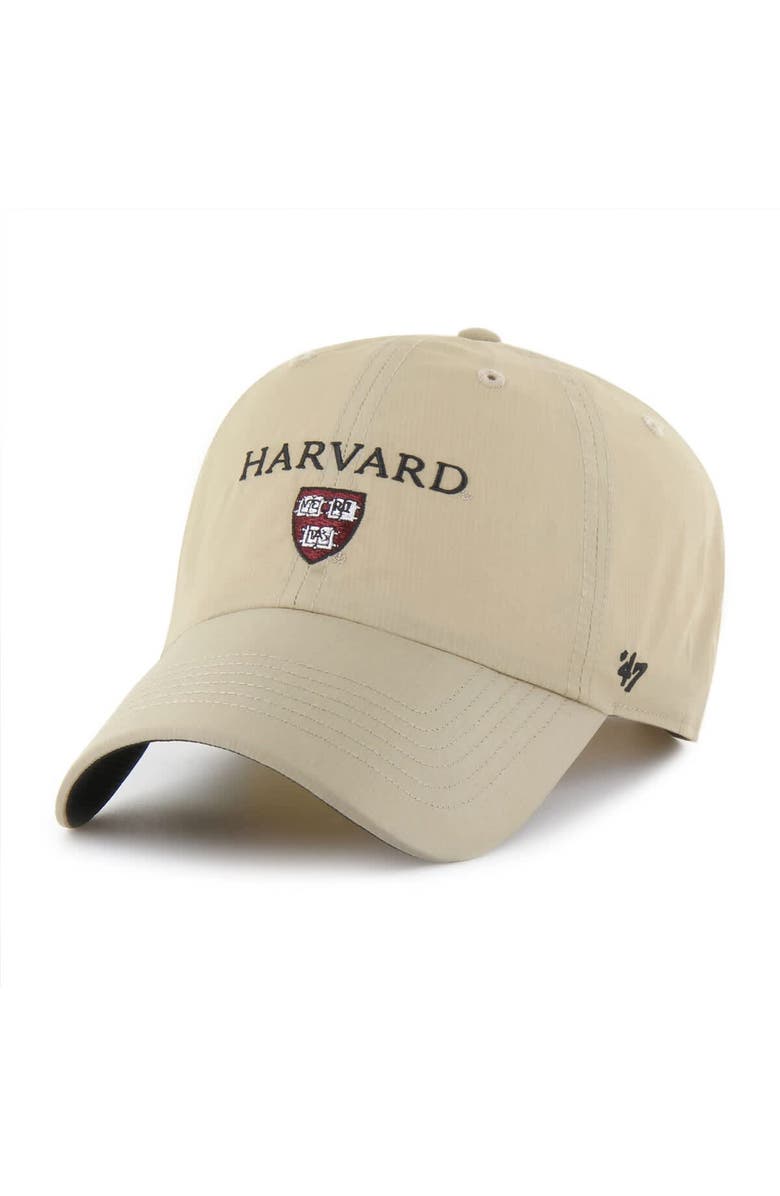 '47 Men's '47 Khaki Harvard Crimson Clean Up brrr° Adjustable Hat, Main, color,