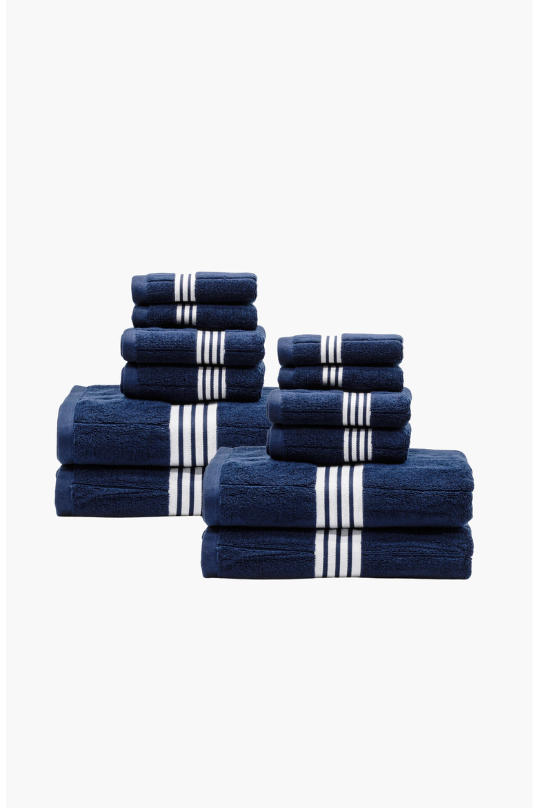 Nautilus 12-Piece Bath Towel Family Set, Main, color, Navy / White