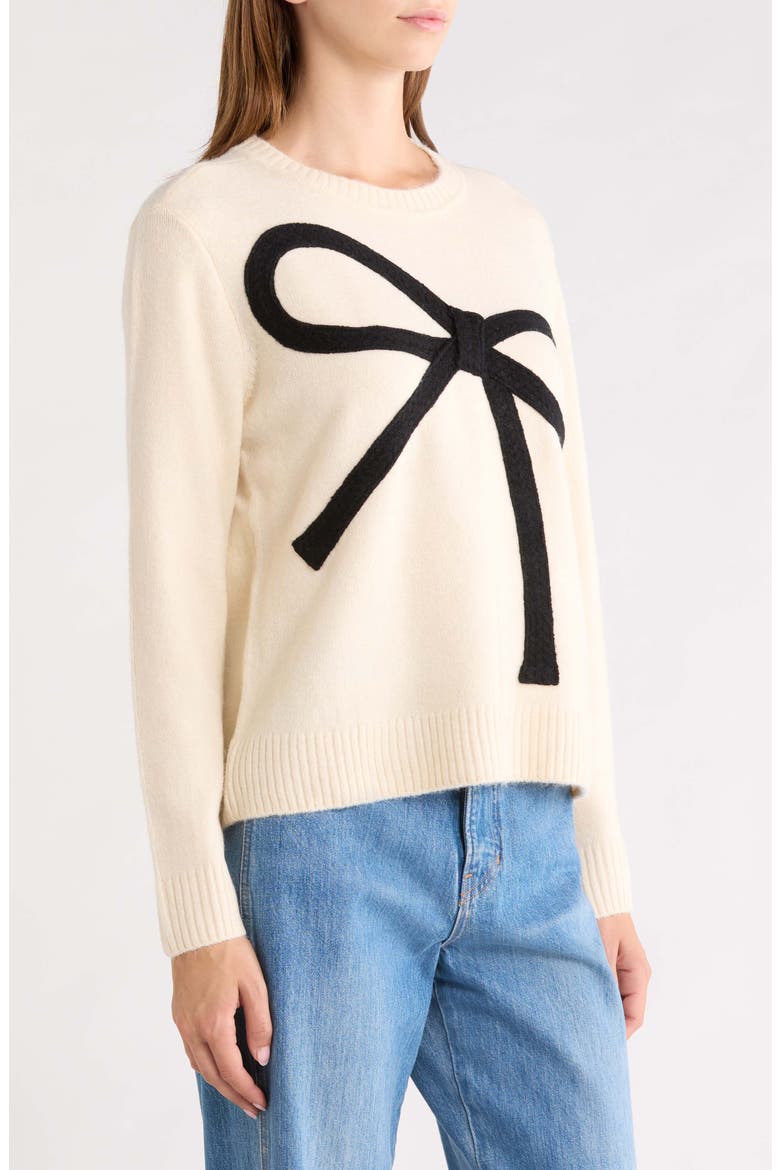 Contrast Bow Sweater, Alternate, color, BIRCH