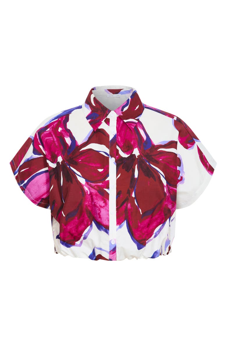 City Chic Holiday Crop Cotton Button-Up Shirt, Alternate, color, 