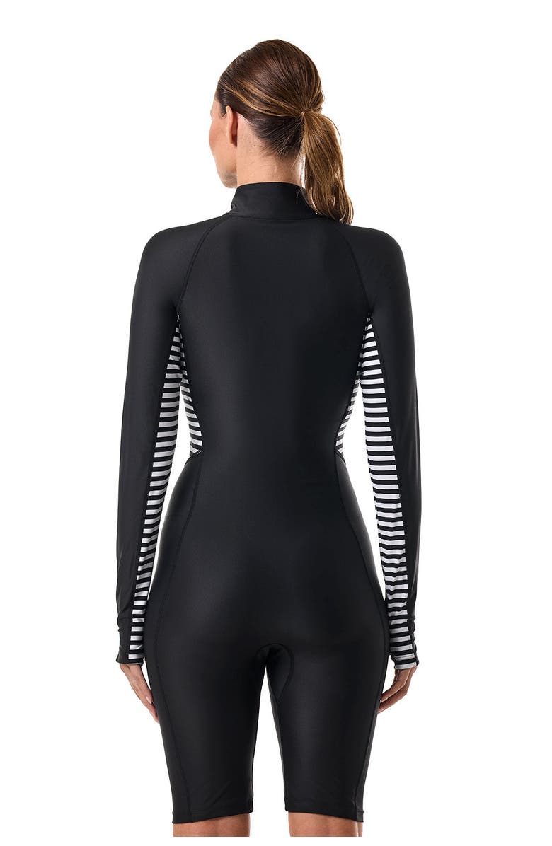 Coolibar Knee Length Swimsuit - UPF 50+ Sun Protection - Alana, Alternate, color, Black/White Colorblock
