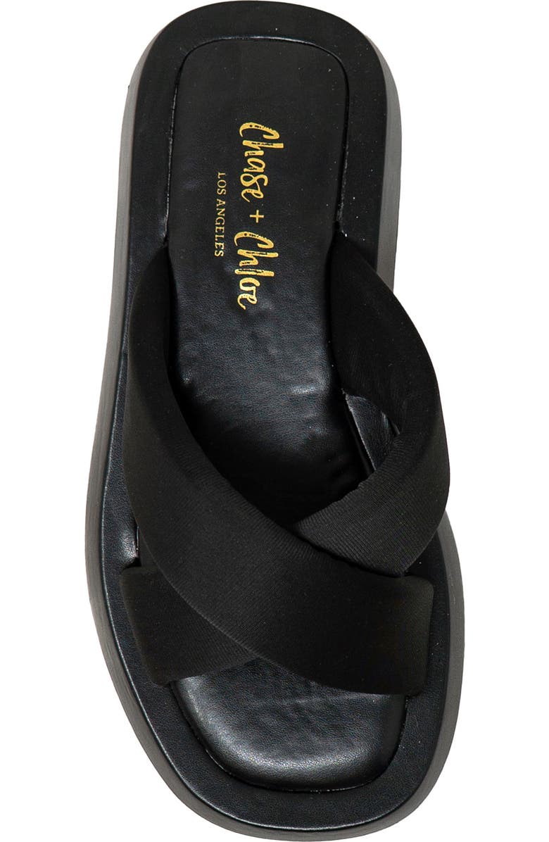 CHASE AND CHLOE Crossover Flatform Slide Sandal, Alternate, color,