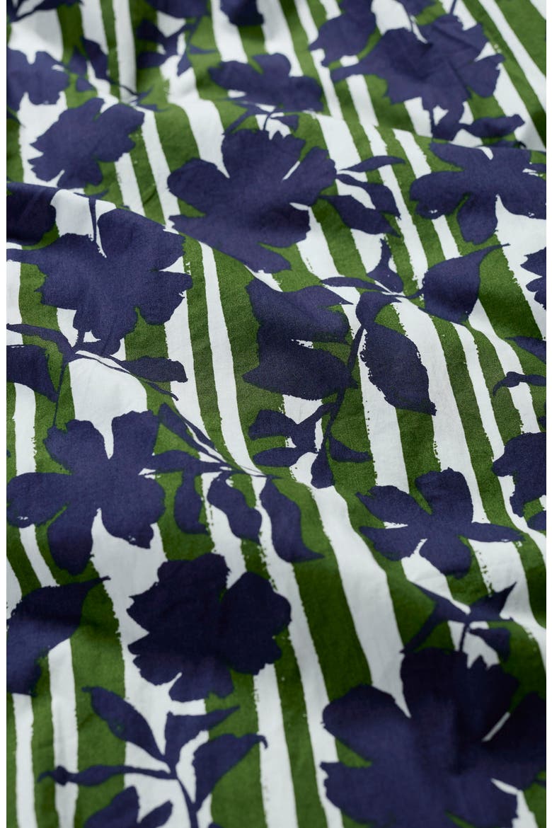 Wild Liquorice Organic Cotton Midi Shirtdress, Alternate, color, CAMELLIA STRIPE FOREST GREEN