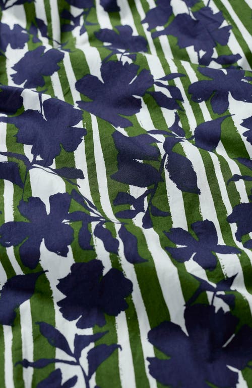 Seasalt Cornwall Wild Liquorice Organic Cotton Midi Shirtdress In Camellia Stripe Forest Green
