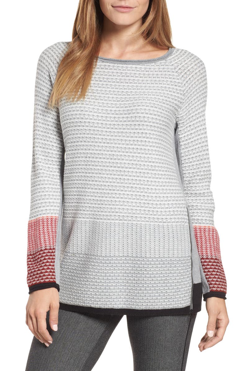 NIC+ZOE Balance Side Zip Cotton Blend Sweater, Main, color, 