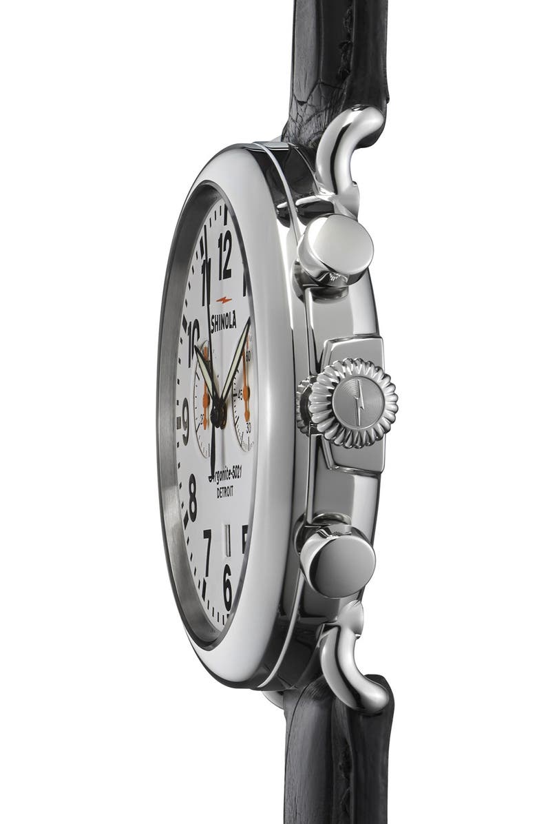 Shinola 'The Runwell Chrono' Alligator Strap Watch, 47mm, Alternate, color,