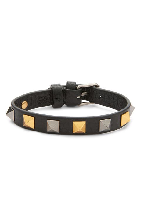 Men's Rockstud Leather Bracelet