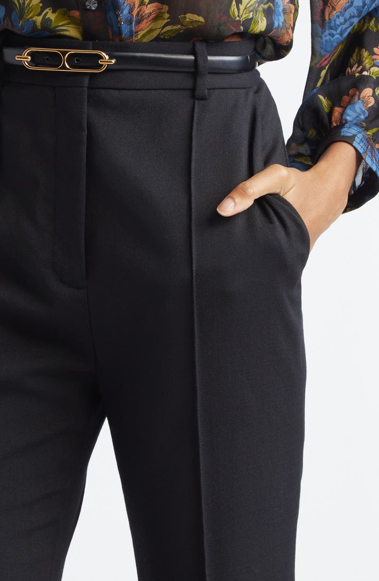 Veronica Beard Gracie Stretch Wool Flare Leg Pants, Alternate, color, Black