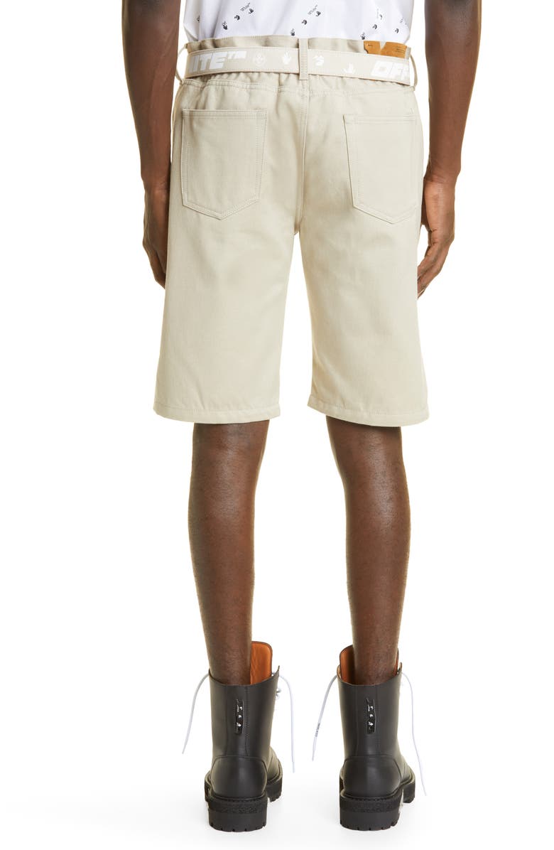 Off-White Logo Slim Slouch Shorts, Alternate, color, 