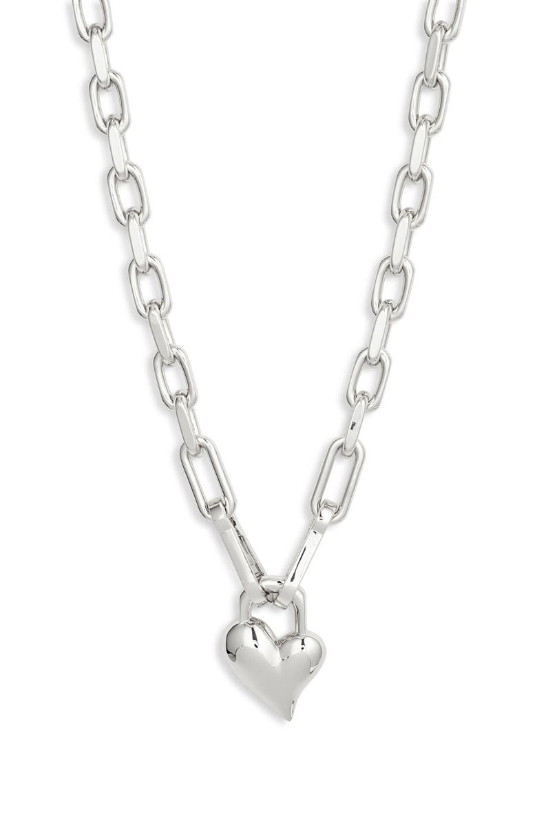 JENNY BIRD Padlock Heart Pendant Chain Necklace, Main, color, High Polish Silver