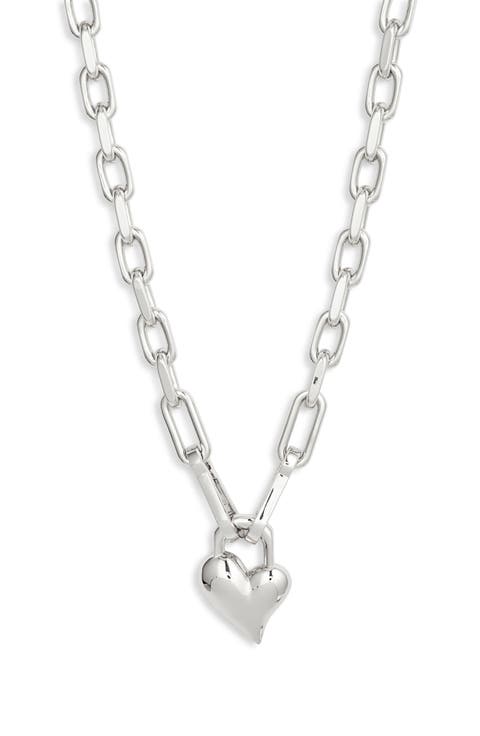 Padlock Heart Pendant Chain Necklace