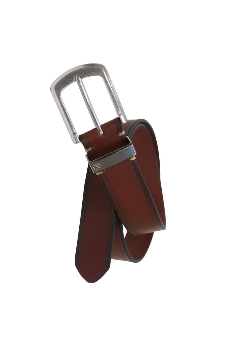 Mens Leather Jean Belt Metal Keeper, Main, color, Cognac