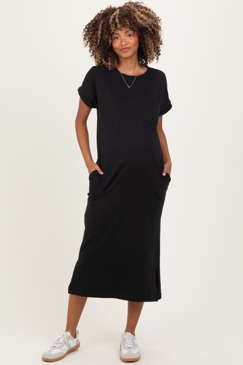 Pocket Front Midi T-Shirt Dress