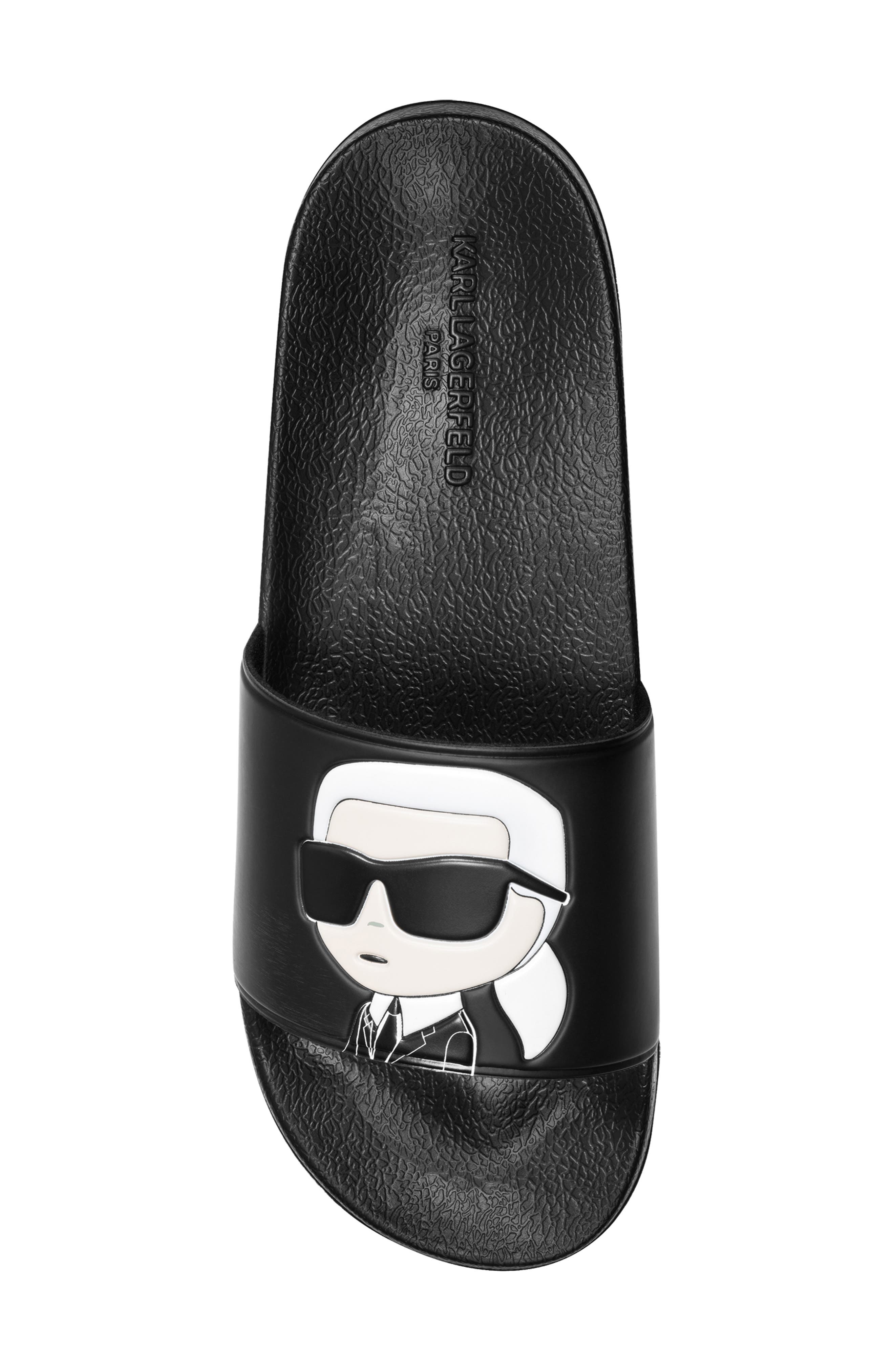 KARL LAGERFELD PARIS Karl Head Slide Sandal, Alternate, color, Black