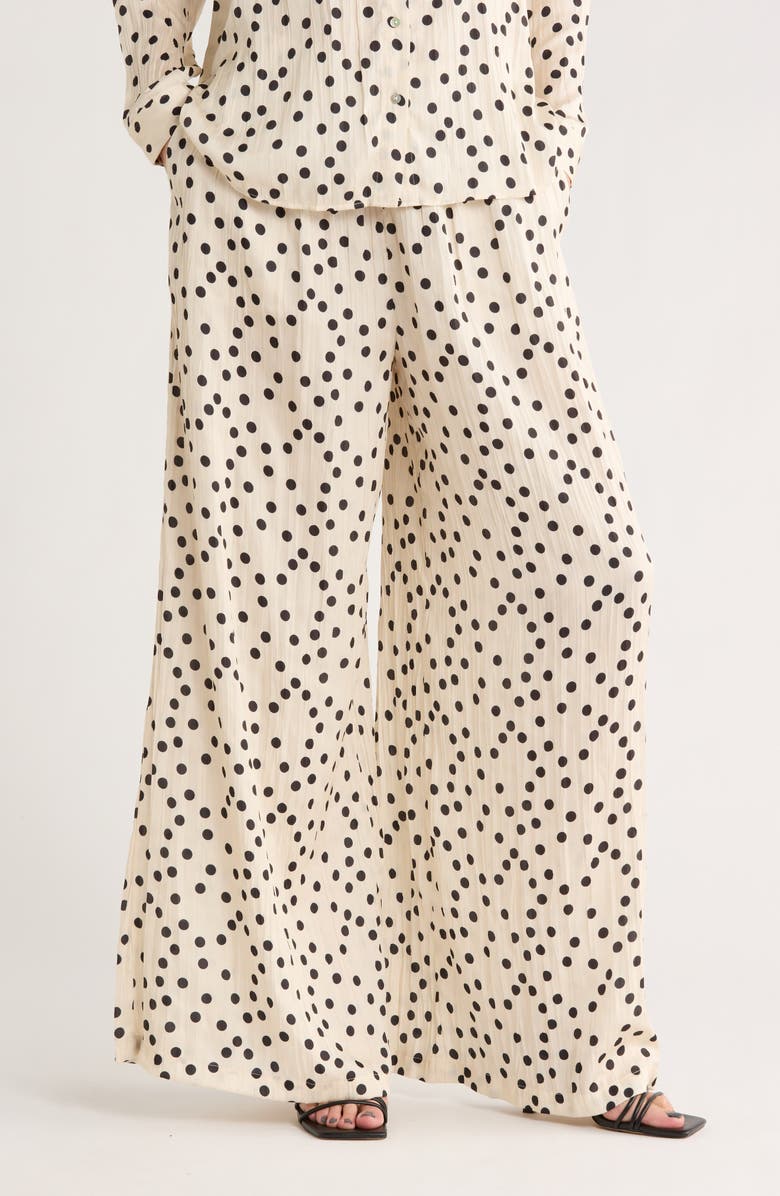 L'AGENCE Lillian Wide Leg Pants, Main, color, Ecru/ Black Polka Dot
