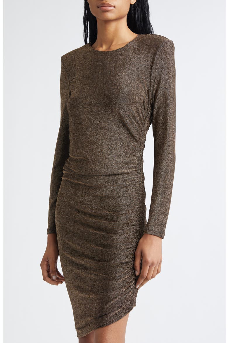 Cyrus Long Sleeve Ruched Body-Con Dress, Alternate, color, GUNMETAL