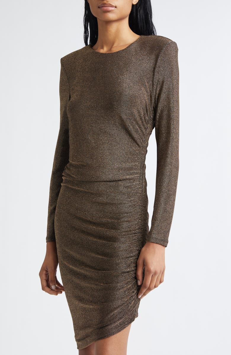 Veronica Beard Cyrus Long Sleeve Ruched Body-Con Dress, Alternate, color, Gunmetal