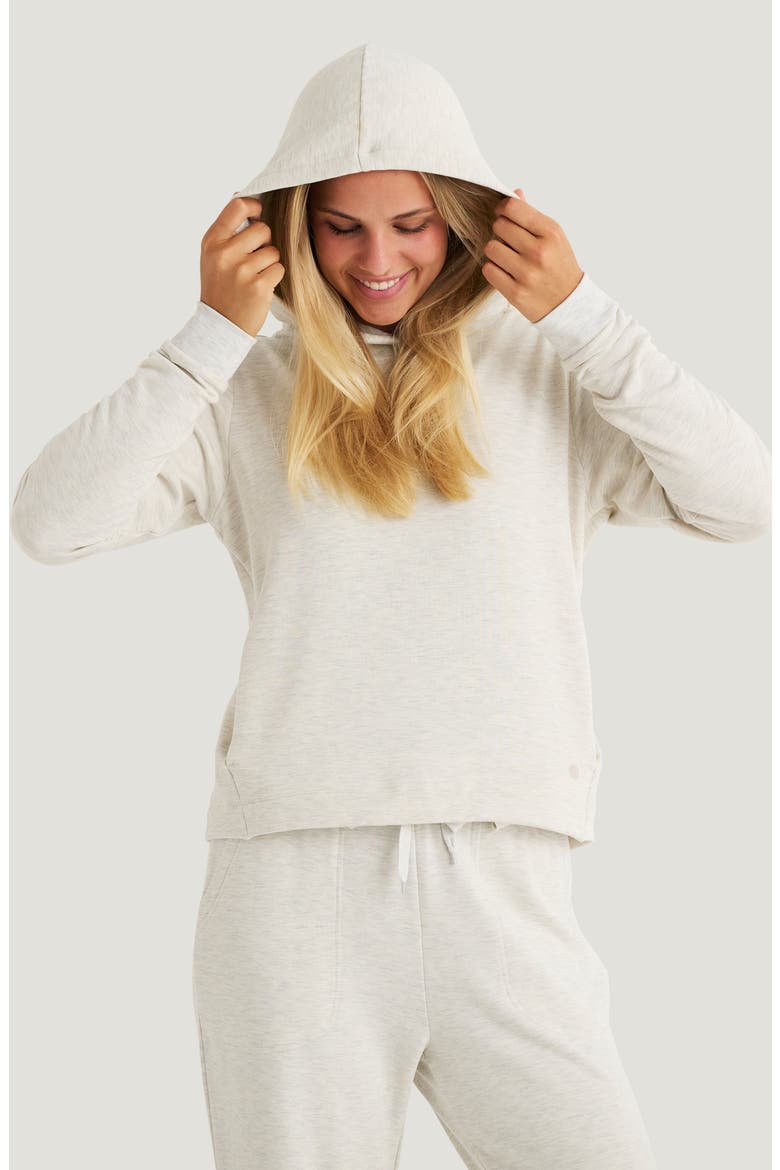 Lightweight Fleece Hoodie, Alternate, color, OFF WHITE HEATHER