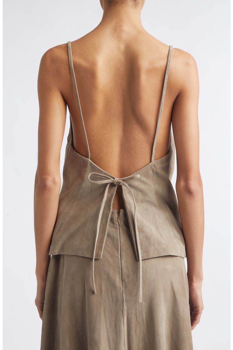 Low Back Suede Tie Top, Alternate, color, EARTH