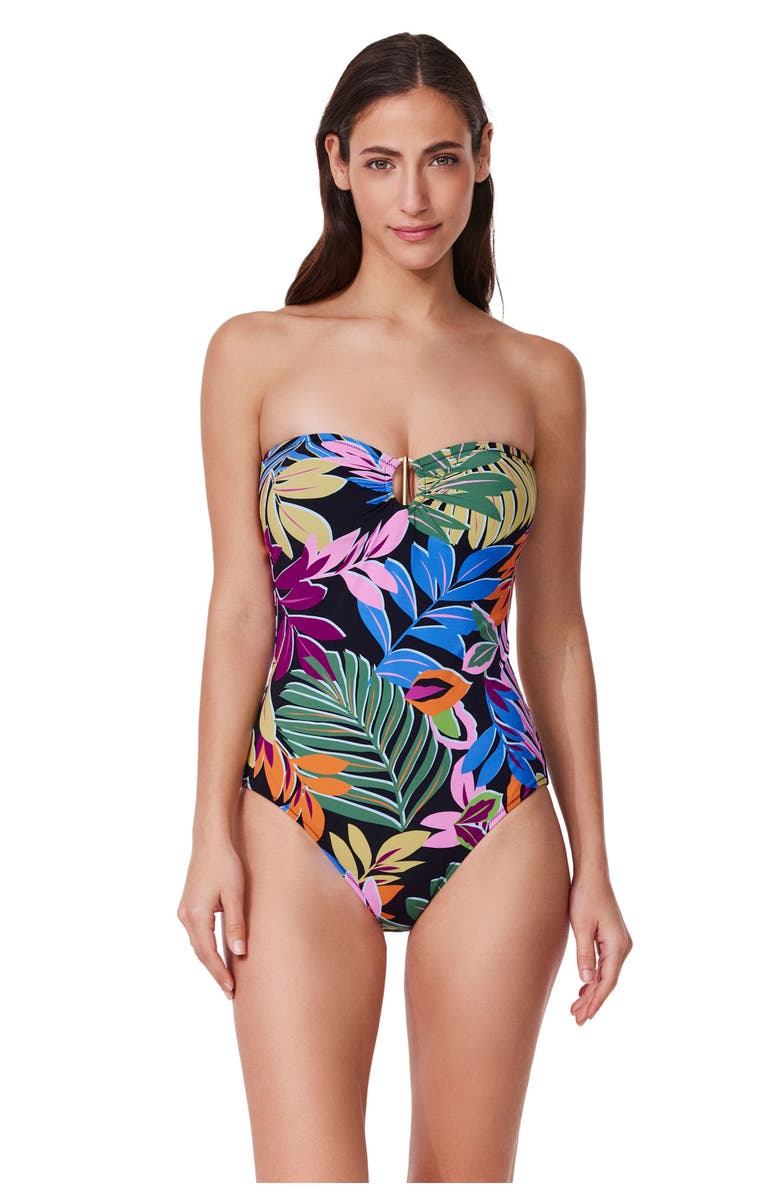 Profile by Gottex Costa Del Sol Bandeau One Piece, Main, color, Black-Multi