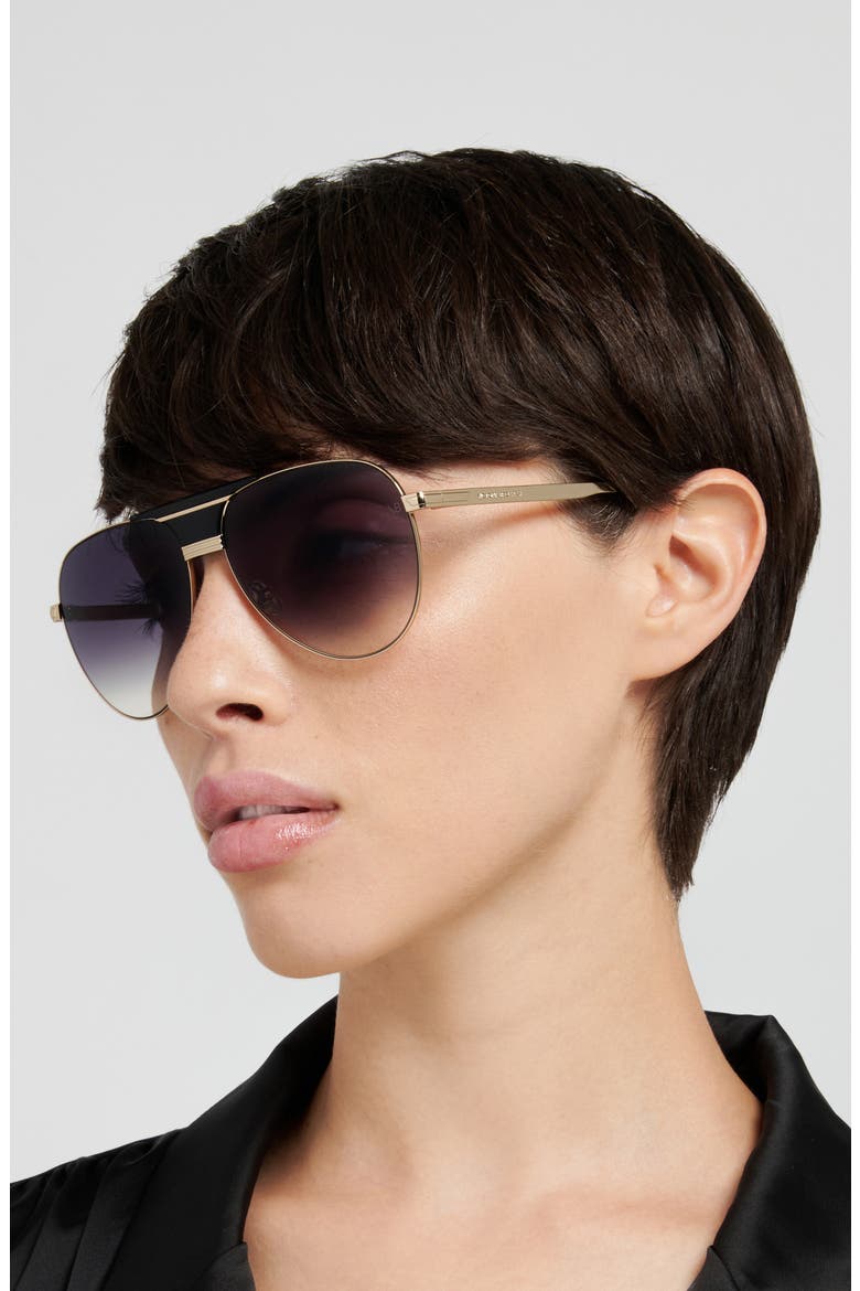 VB 7016/S 60mm Gradient Pilot Sunglasses, Alternate, color, GOLD BLACK/ DARK GREY SF