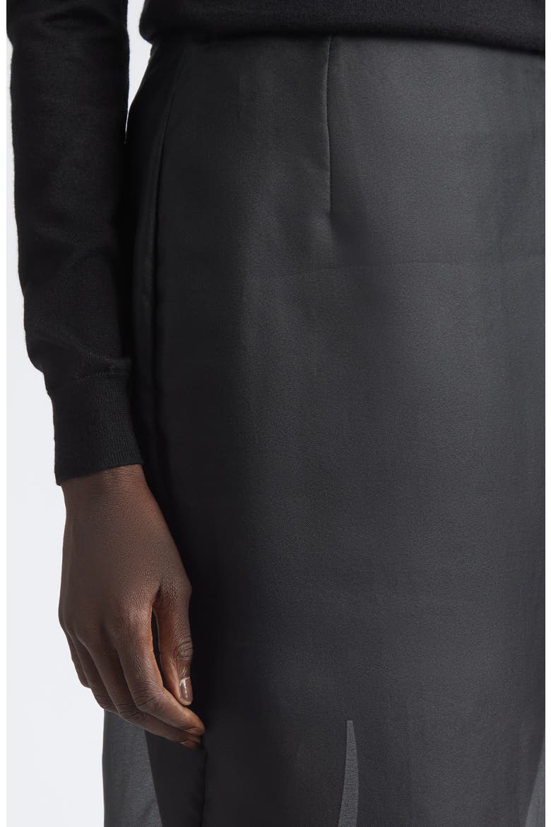 Silk Knee Length Skirt, Alternate, color, BLACK