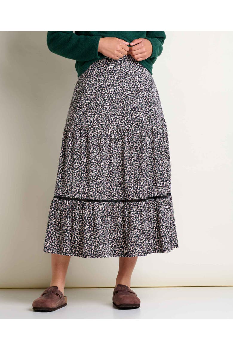 Marigold Tiered Midi Skirt, Main, color, Salt Ditsy Print