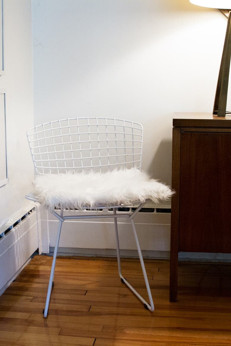 Laredo Faux Fur Seat Cushion - 17" x 17"  - Off White - Set of 2, Alternate, color, OFF WHITE
