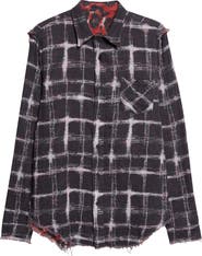 R13 Shredded Seam Drop Neck Reversible Cotton Gauze Button-Up Shirt