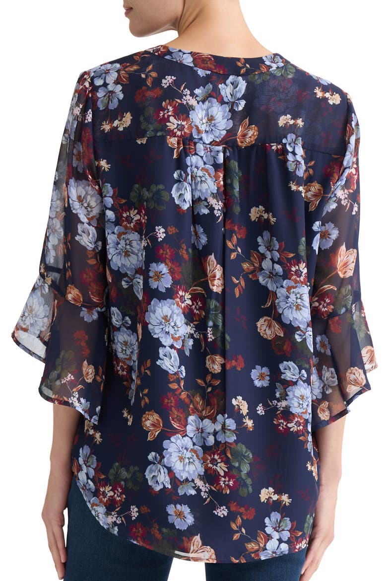Petite Floral Flutter Sleeve Top, Alternate, color, PACIFIC NAVY MULTI