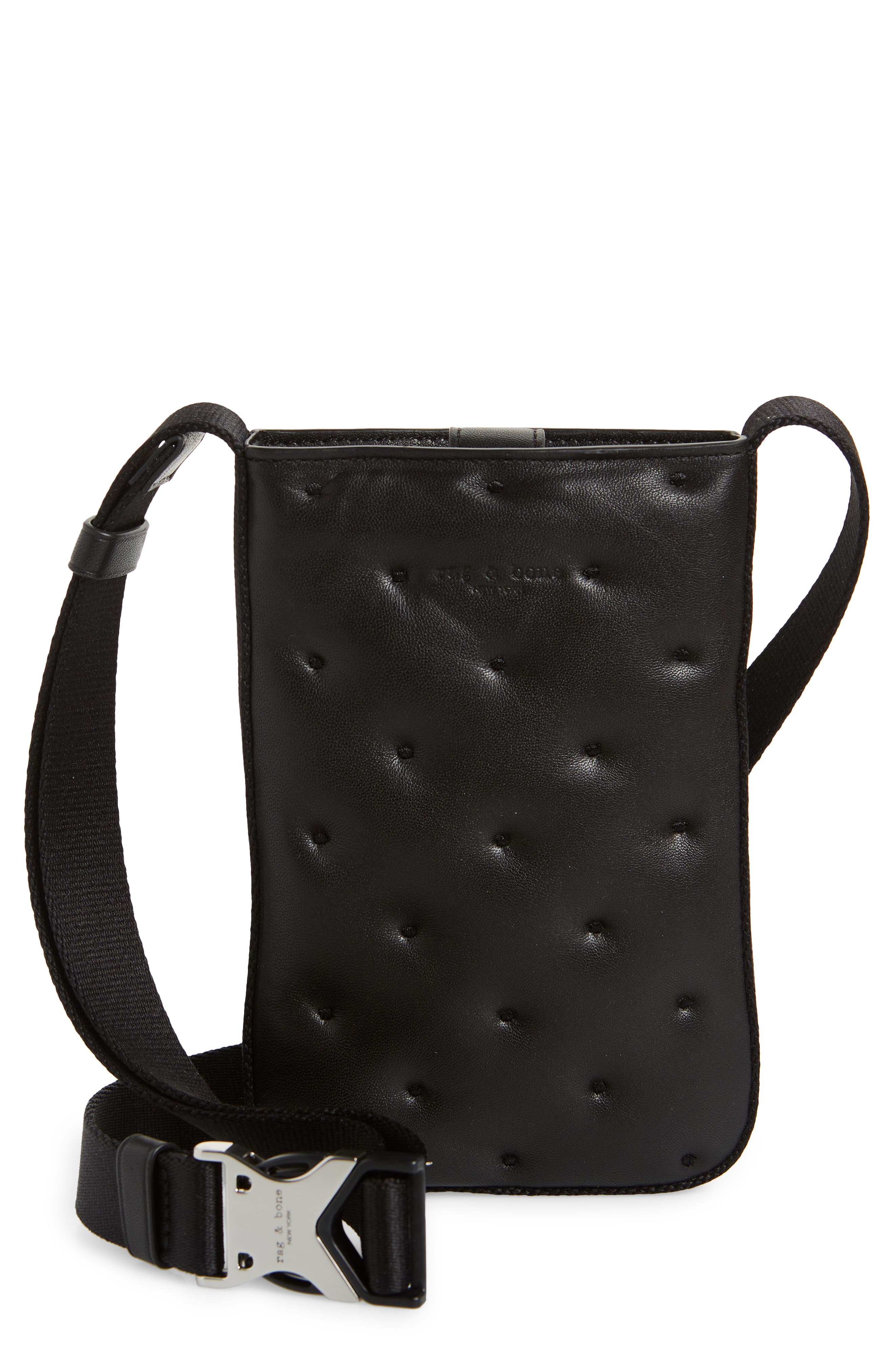rag & bone Riser Leather Crossbody Phone Pouch, Main, color, 